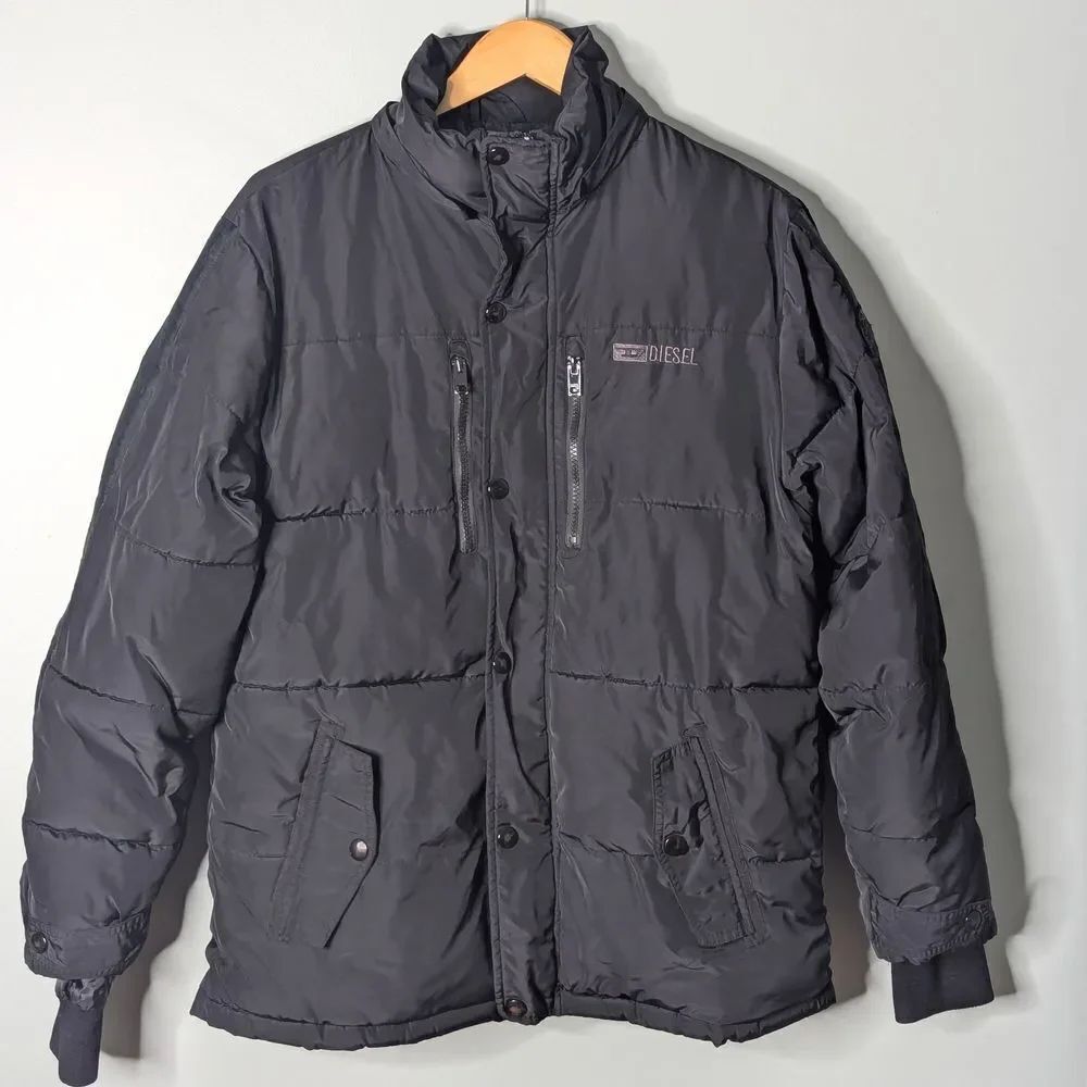 DIESEL Black Quilted Heavyweight Sherpa Lined Puffer Jacket Youth Size XL 18 20